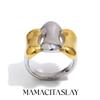 MamacitaSlay 316L Stainless Steel Mixed Color Three Stripe Ring 18K Gold Plated Waterproof Ring Women High Quality Cool Ring