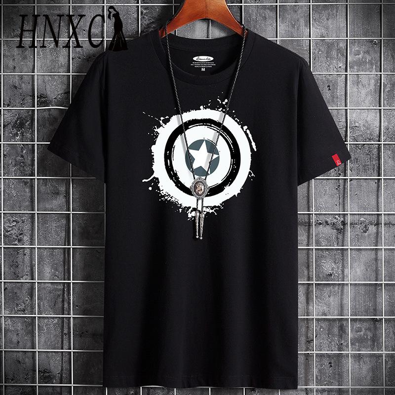 HNXC Cotton Short Sleeve T-shirt Men's Fashion Loose Half Sleeve Shirt Printed Compassionate Shirt