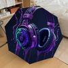 1pc Gaming Headphones Neon Artwork Umbrella with Plastic Handle,Suitable for All Seasons Home Travel Outdoor UmbrellaDD524