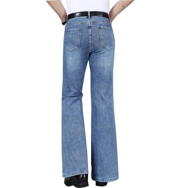 Jeans Men Men's Light blue Mid-Waist Stretch Flared Jeans Classic Designer Flared Jeans