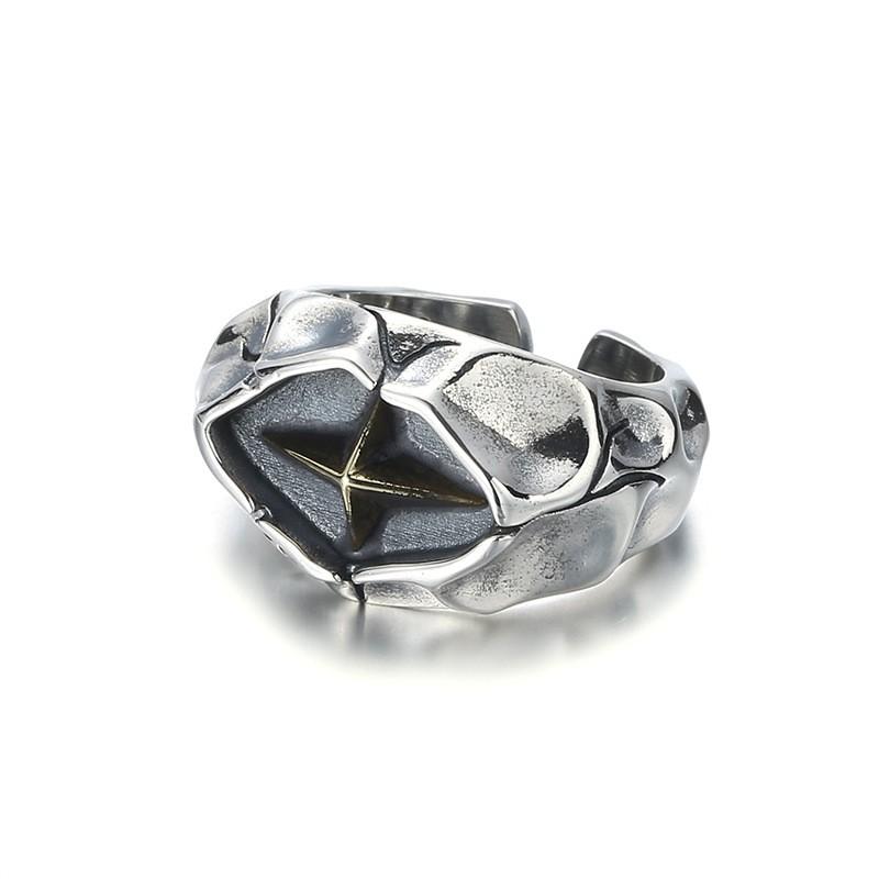 Adjustable Open Ring Men Women Punk Style Torn Starburst Geometric Plated Copper Finger