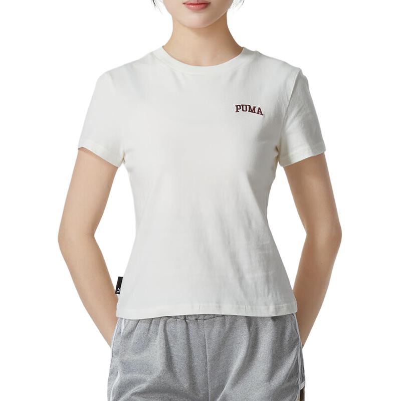 PUMA T Shirts Women's White Crew Neck Moderate Other 630356-65