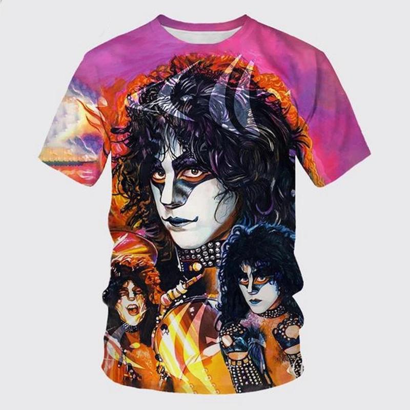 Classic Rock Kiss Band 3D Printed T-shirt Men Women Casual Fashion Hip Hop  Men Clothes Daily Comfortable Breathable O-neck Tees