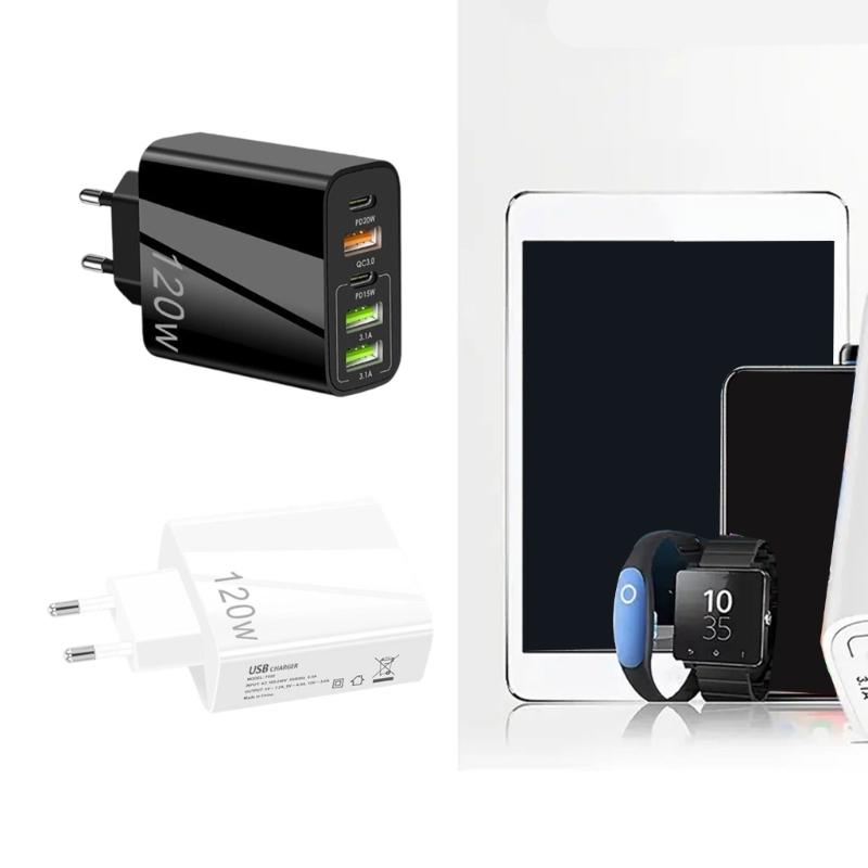 Rapid 20W USB C Charging with 3 USB Port EU Standard Plugs Stylish Plastic Housing for Smartphones Tablets Accessories