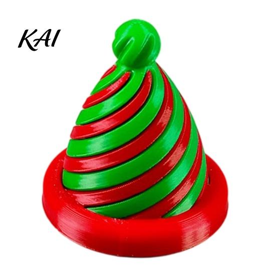 Portable Anxiety Relief Gadgets Spiral Christmas Hat Decompression Toy, 3D Printed Fidget Spinner Educational Toys for Sensory Processing Rotating