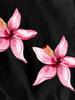 New Pink Floral Print Loose Slimming T-Shirt - Women's Short Sleeve Black Round Neck Top