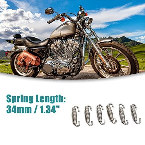 ACROPIX Motorcycle Exhaust Pipe Muffler Swivel Spring Silver Tone 6pcs