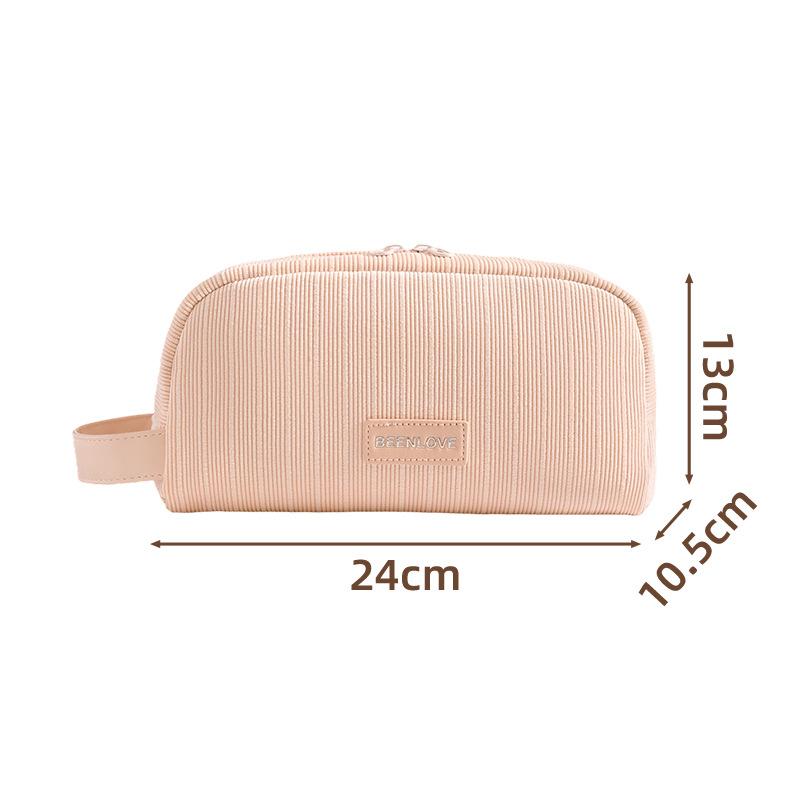 New Corduroy Travel Makeup Bag Portable Zipper Cosmetic Bag with Handle Large Capacity Toiletry Bag for Women