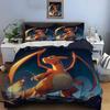 10 Velikostí Pokémon Charizard Potisk Povlečení Sada 3 Kusy Nastavení Postel King Size Povlak na Polštář Přikrývka pro Dospělé Ložnicová Postelová Sada pro Dárky