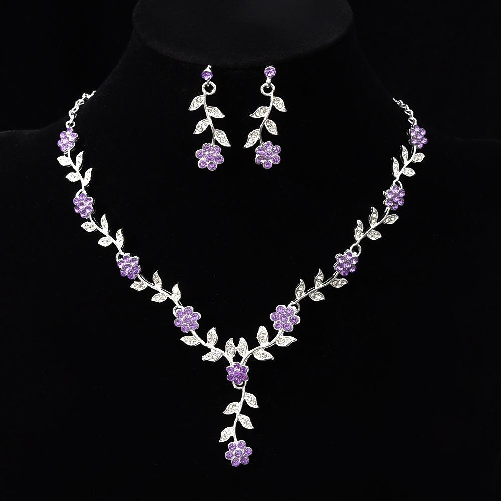 Flower Jewelry Bridal Earrings Necklace Suit Wedding Banquet Clothing Accessories