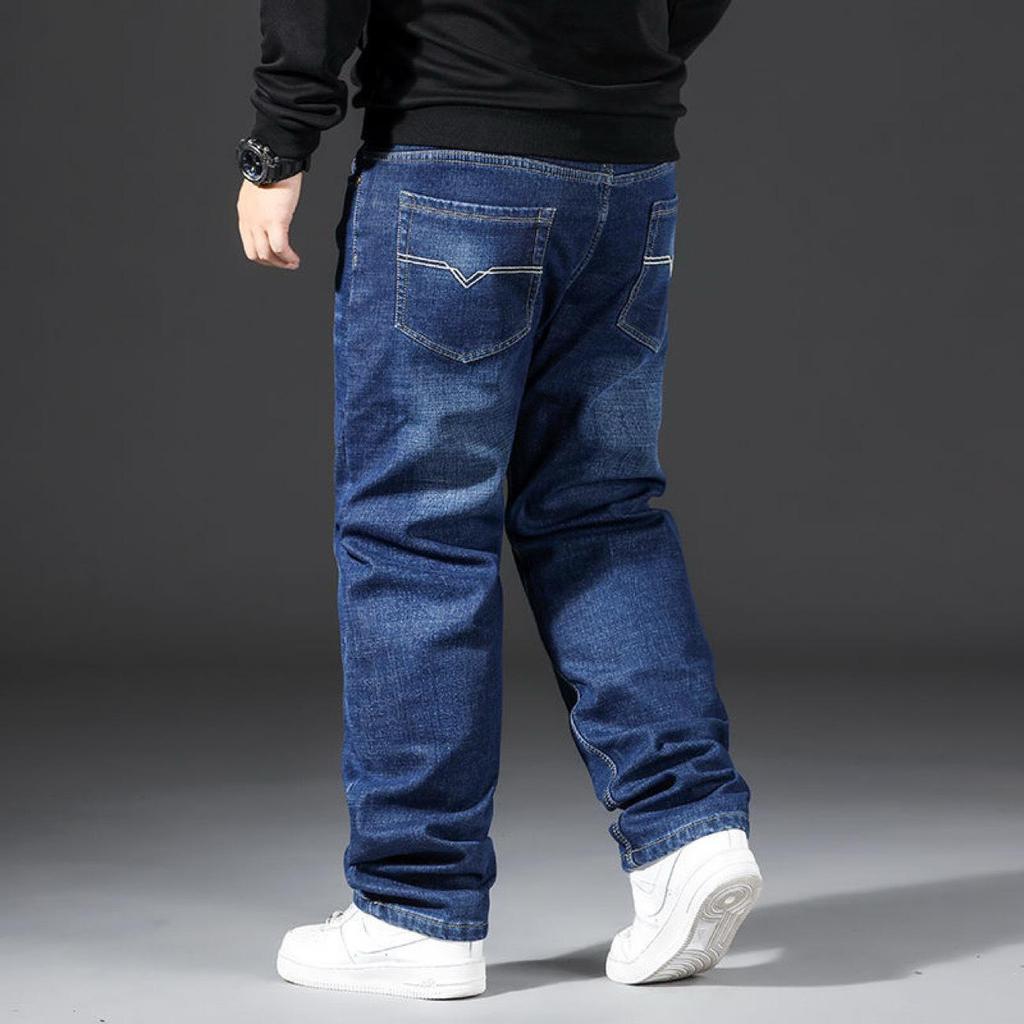 Men's Plus Size Fleece-Lined Straight Leg Jeans - Thick, Loose-Fit for Fall/Winter