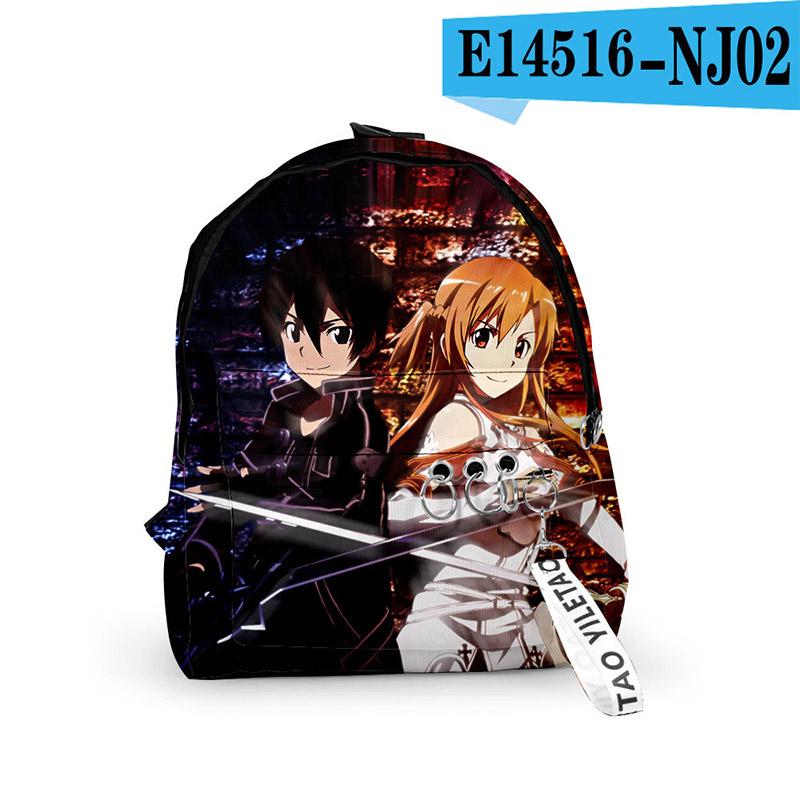 Classic Anime Sword Art Online Backpacks Boys/Girls Pupil School Bags 3D Print Keychains Oxford Waterproof Cute Small Backpacks