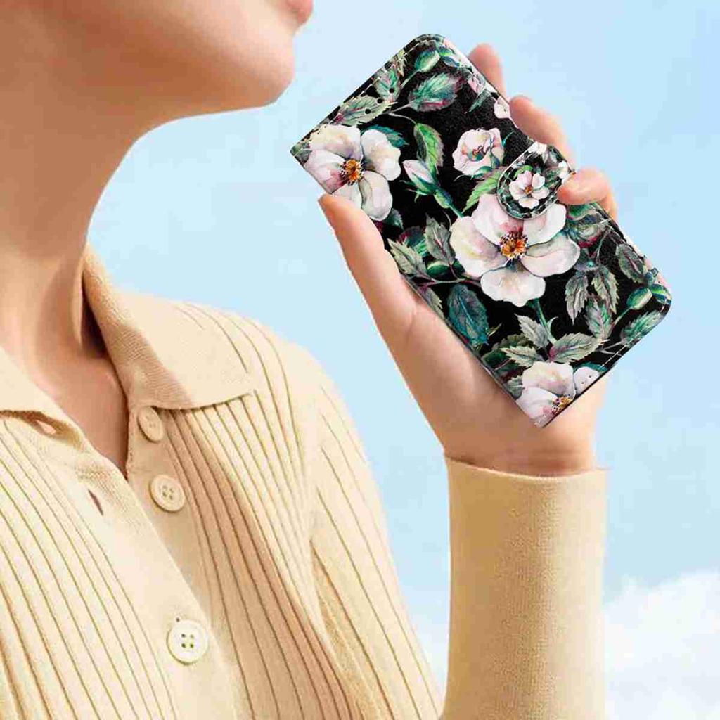 Camellia Pattern Shockproof Card Slots PU Leather Wallet Case for iPhone,Samsung,Huawei,Xiaomi,Moto,Tecno,Google,Nokia,Oppo,ZTE,Blackview...