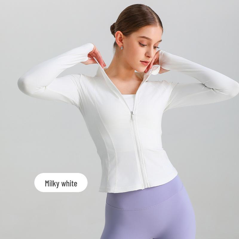Women's Slim Fit Quick-Dry Zip-Up Yoga Top - Long Sleeve & Bare Feel