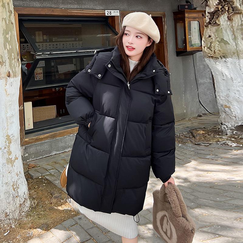 2025 New Medium and Long Cotton-padded Clothes Cotton-padded Clothes Hooded Versatile Fashion Loose Foreign Style Women's Coat