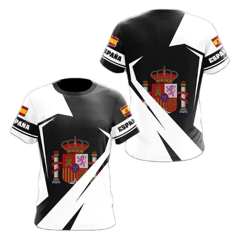 Spain National Printed Men's T-Shirt O-Neck Short Sleeve Fashion Sports Clothing Loose Shirt For Men Spanish Football Fans Gifts