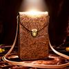 Vintage Art Handmade Embossed Shoulder Bag Bohemian Vintage Crossbody Bag,3D Floral Texture Wallet, Vintage Women's Floral Handbag