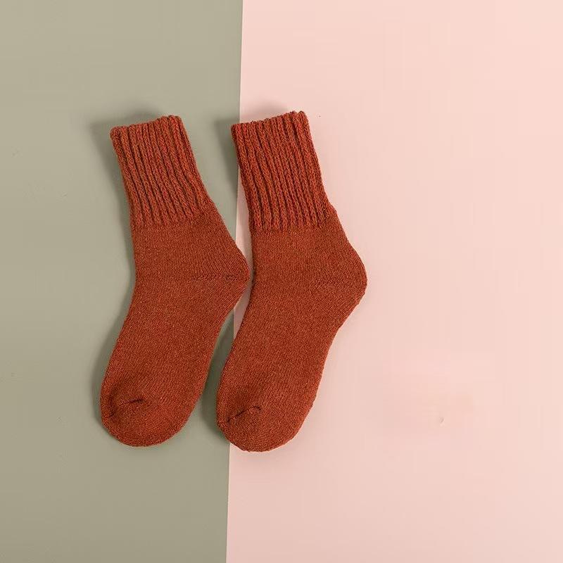 Unisex Solid Color Winter Socks, Thick Thermal Mid-Crew Socks for Women & Men, Cozy Fleece Lined Cold Weather Boot Socks