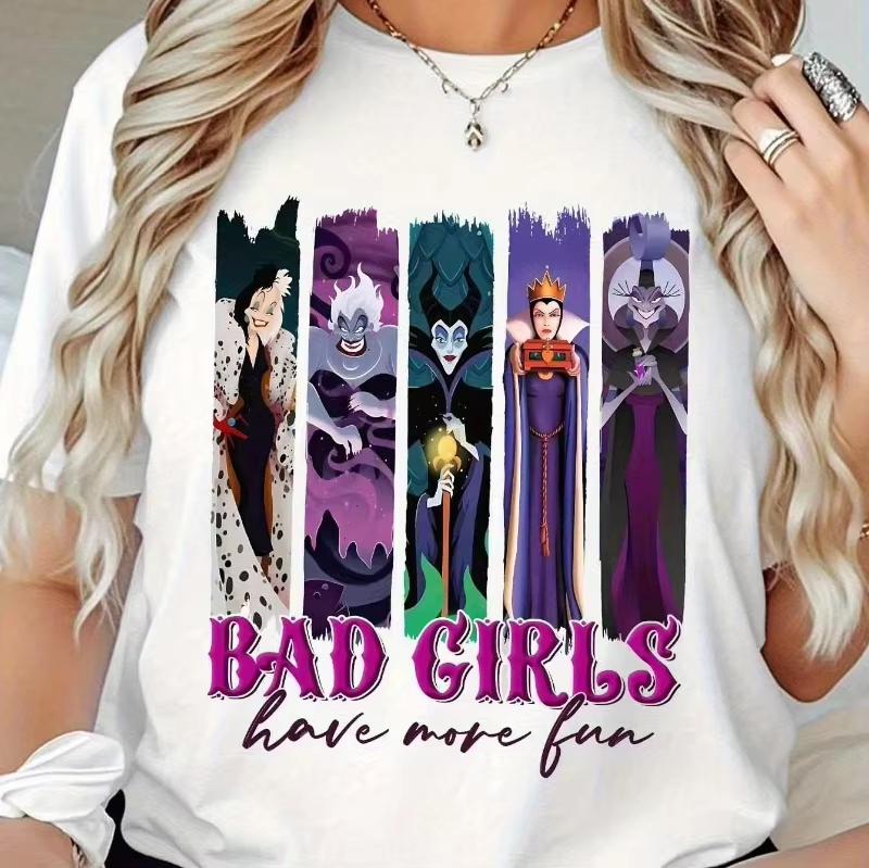 Villain Kruela Deville Ursula Malificent Villainous Girl Isma Full Body Printed Tshirt Black and White Machine Unisex Women S
