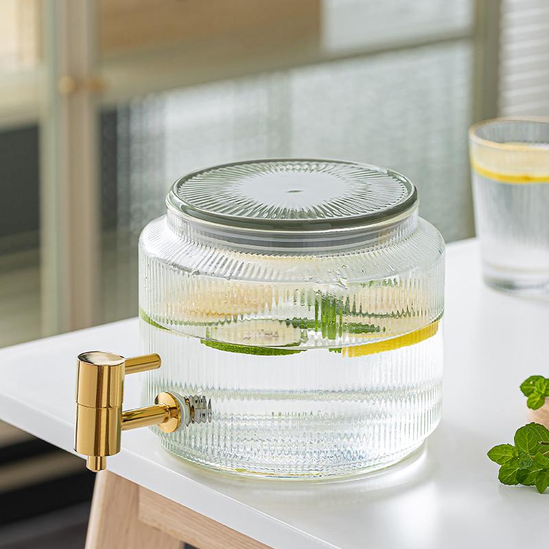 

Домашний холодильник большой емкости, стеклянный чайник, диспенсеры для сока с керамической крышкой 1PCS