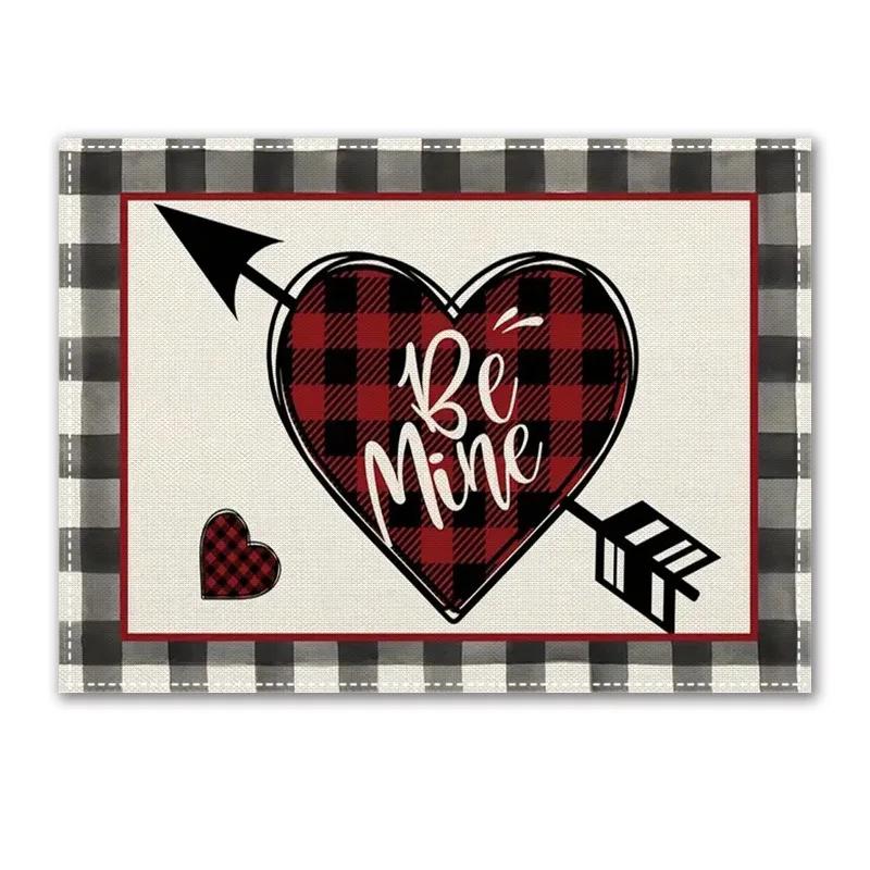 1PC Heart Placemat Dining Table Decor Linen Tableware Coaster Kitchen Accessories For Valentine's Day Couple Confession Lover