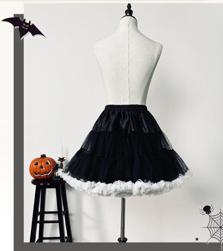 Black Lolita Cloud Petticoat: 45cm Halloween Devil Soft Girl Puffy Skirt
