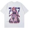 Aolamegs Unisexs Tee Shirts Sexy Unisexga Girls Kanji Print Anime Tee Shirts Summer Baggy College Style Tops Fashion Otaku Streetwear