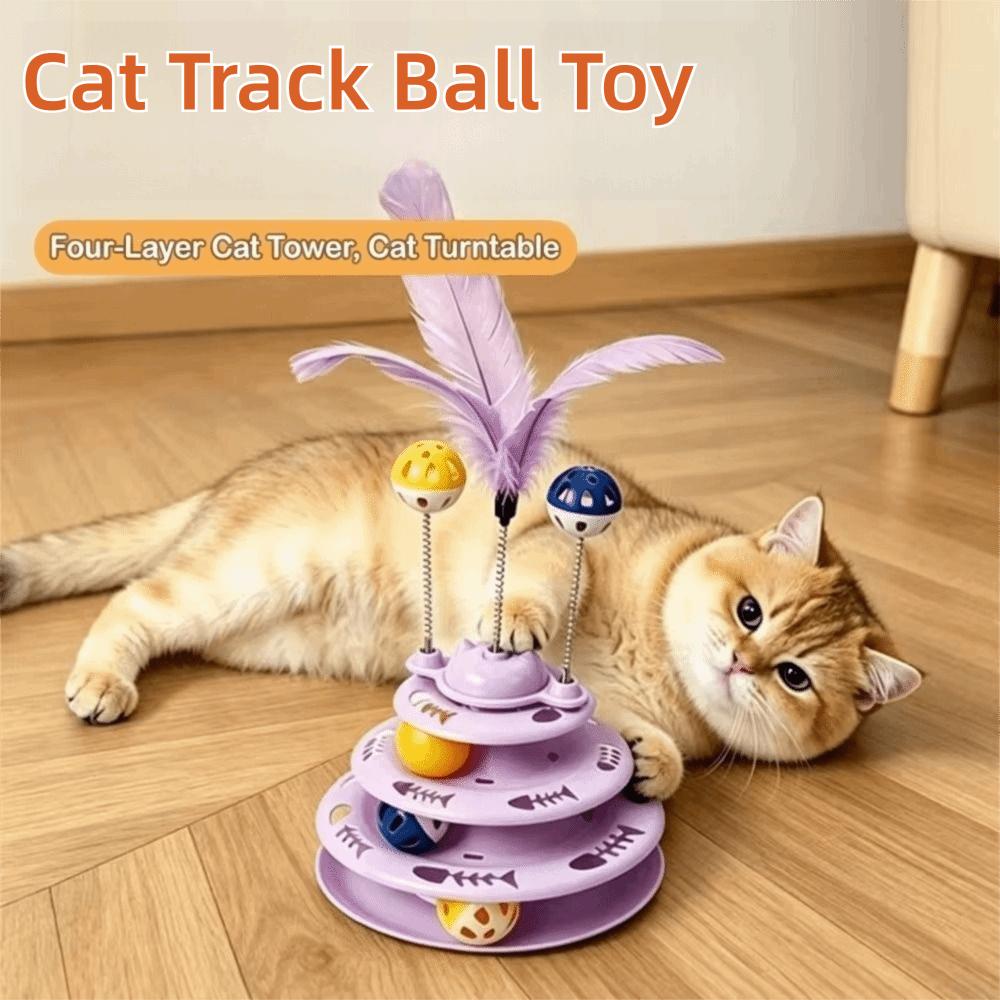 Rotating Ball Cat Track Ball Toy Multi Layer Spring Wand Toy Interactive Cat Toy Training