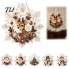 Handmade Christmas Tree Decor Faux Pearl Painting Suncatcher Kit, Acrylic Snowflake Shaped Board with Lace Crystal Beading Craft Set Edge, 3D Gemstone