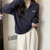 Autumn and Winter Thin Section of Long-sleeved T-shirt Female Polo Shirt Thin Age Reduction Letter Print Loose Hundred Lapel Sweater