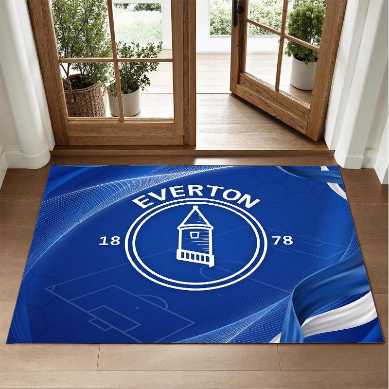 Everton Football Design Crystal Velvet Rug Soft Decorative Mat for Bedroom Entrance
