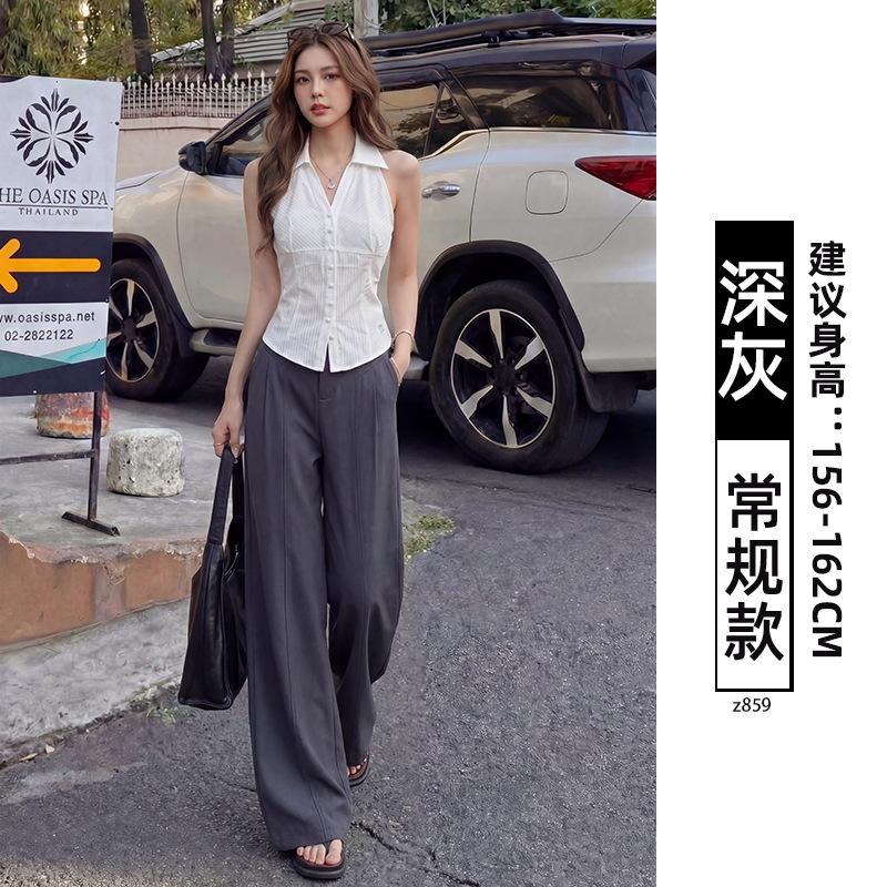 Women's High Waist Wide Leg Pants Straight Leg Linen Tencel Trousers Summer Thin Loose Draped Lazy Commute Suit Pants