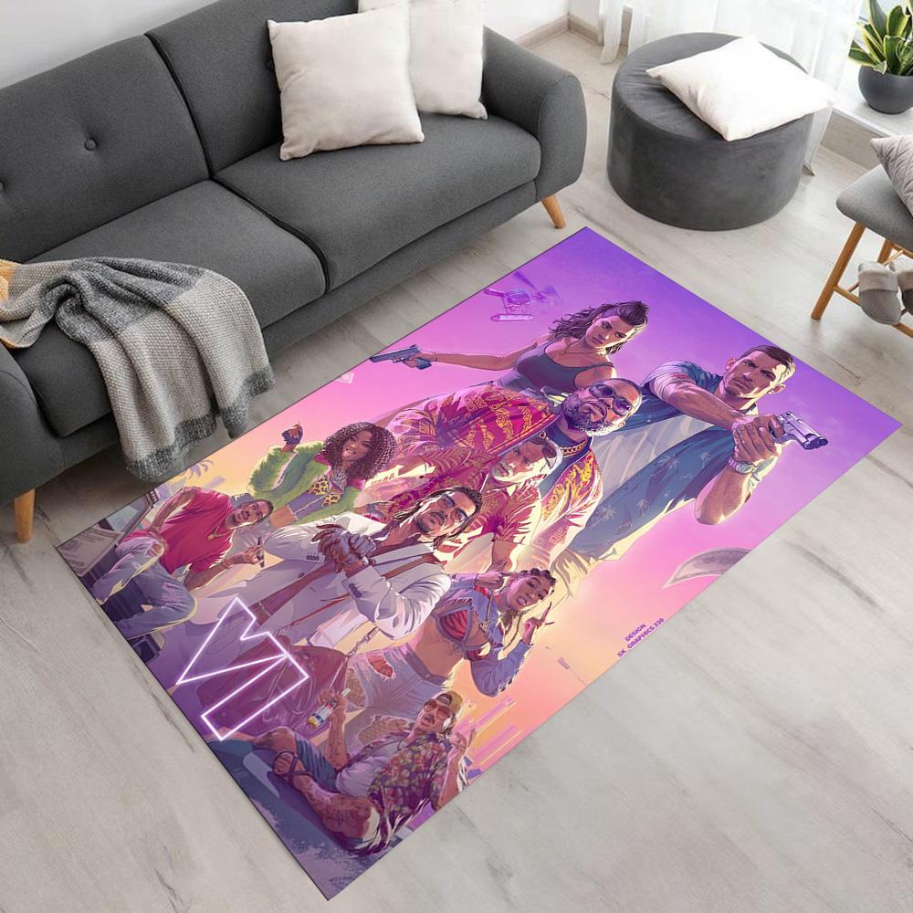 Grand Theft Auto Area Rug Design for Entryway Game Room Bedrooms Hallway Antislip Carpet Anime Office Decor Gift for Festivals