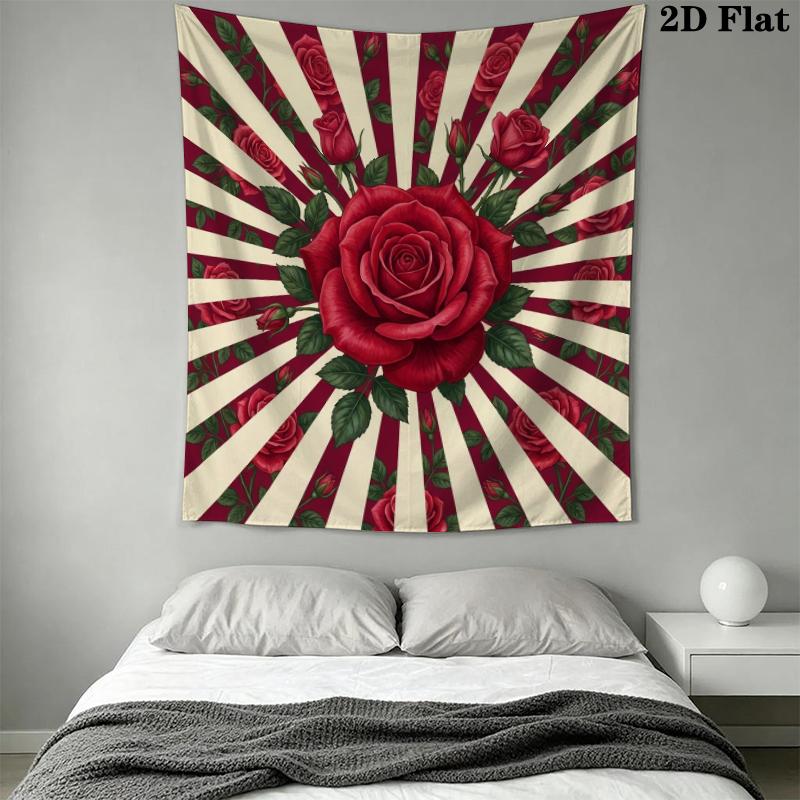 Rose Wall Tapestry Aesthetic Wall Hanging Printed Fabric Blanket Decorative Tapestries for Bedroom Living Room Home Decor