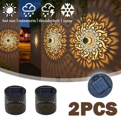 2PCS Solar Peony Datura Wall Lantern Light Outdoor Waterproof Garden Patio Walkway Decor Lighting Courtyard Decoration