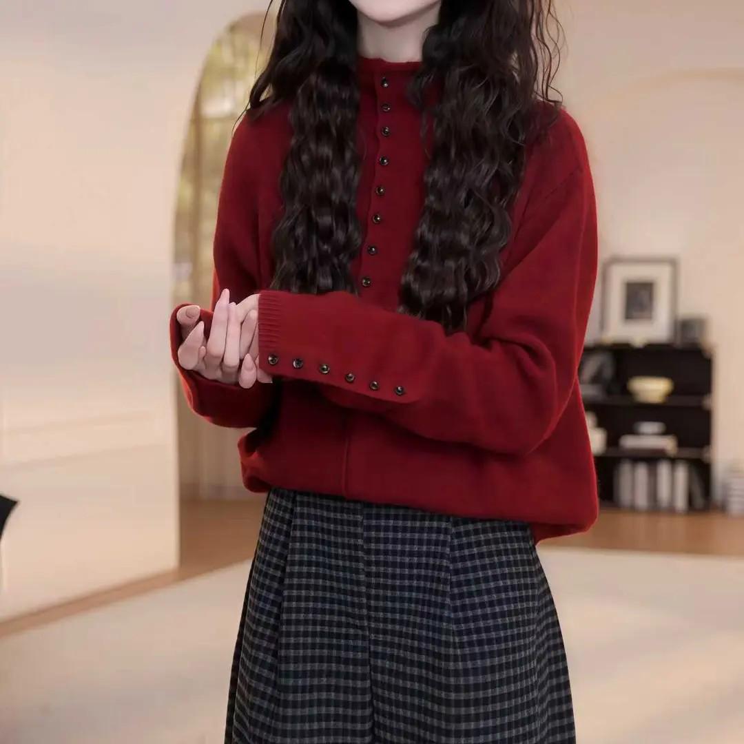 

2026 Spring Korean Fashion Knitwear: Versatile Slimming Long Sleeve Half-High Collar Top for Women S