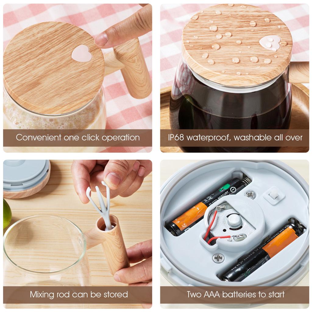 400ML Self Stirring Mug 7000rpm High Speed Electric Glass Self Mixing Mug with Handle Portable Waterproof Automatic Coffee Mug