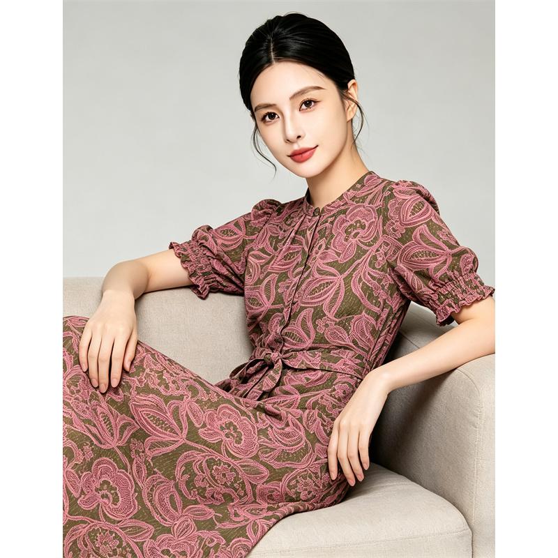 Casual Waist Cinched Long Dress