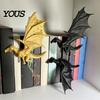 Heavy Duty Book Support Double Dragon Bookends, Vintage Fantasy Flying Bookshelf Decor, Stable Decorative Shelf Accents Sculpture Stopper for Shelves,