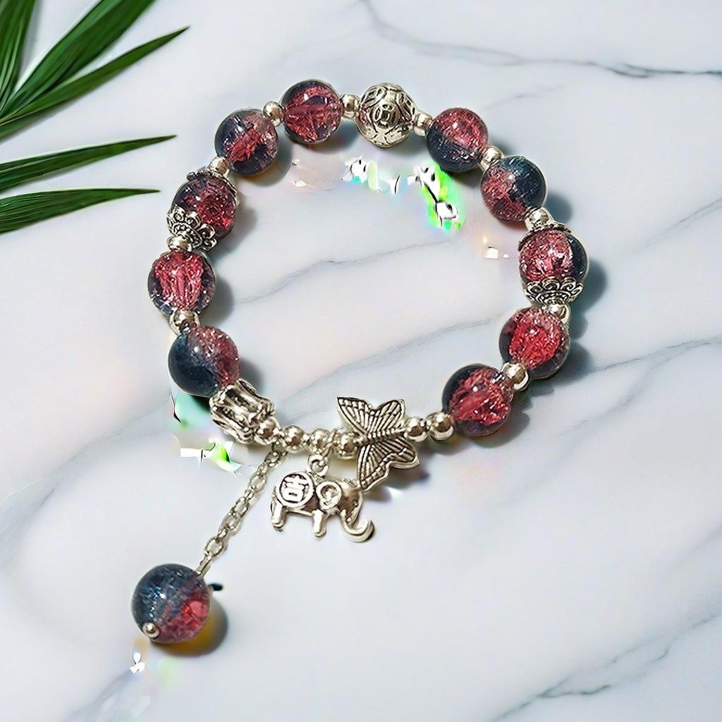 Super Fairy Forest Gradient Glass Bracelet - Chic Chinese Style Gift for Women and Best Friends, Lightweight Luxury Accessory