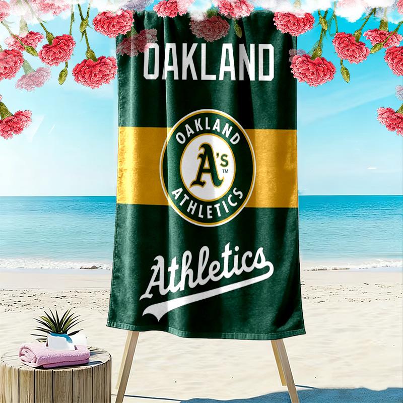 Oakland Athletics Print Beach Towel, Large Soft Quick Dry Towel for Beach Camping Swimming