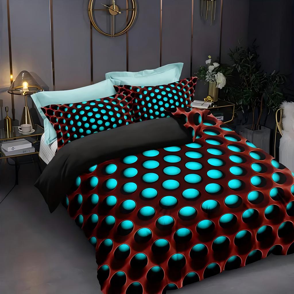 Geometric 3D honeycomb hole pattern duvet cover Cool Technology Colorful style Bedding Cover Polyester Comfortable Quilt Cover