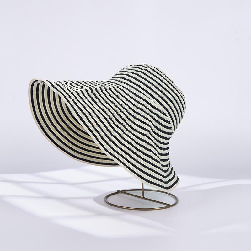 

Новая длинная шляпа от солнца Модная шляпа-ведро Шляпа от солнца для большой головы Японская складная летняя полосатая шляпа-рыбак Женская