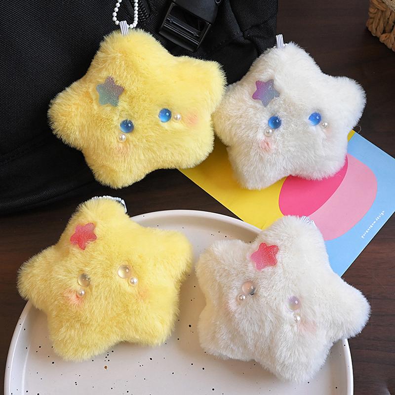 Cartoon Plush Star Squeak Keychain Pendant Cute Star Plush Figure Pendant Exquisite Backpack Decoration Accessories Gifts