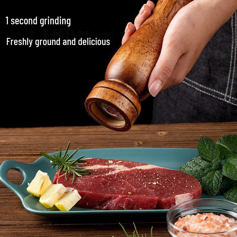 Solid Wood Manual Pepper Mill - Black Peppercorn Grinder