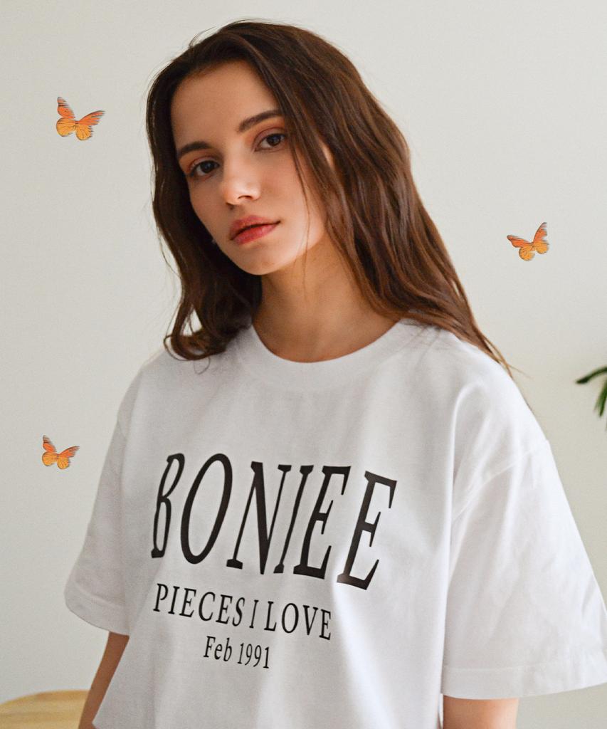 BONIEE Typographic Serif Logo T-Shirt White