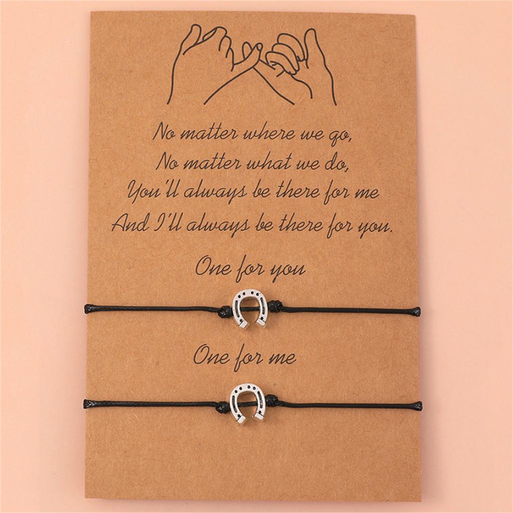 2Pcs/Set Friendship Couples Bracelets Sun Moon Star Hollow Heart Lock Key Adjustable Rope Chain Bracelet Valentines Jewelry Gift