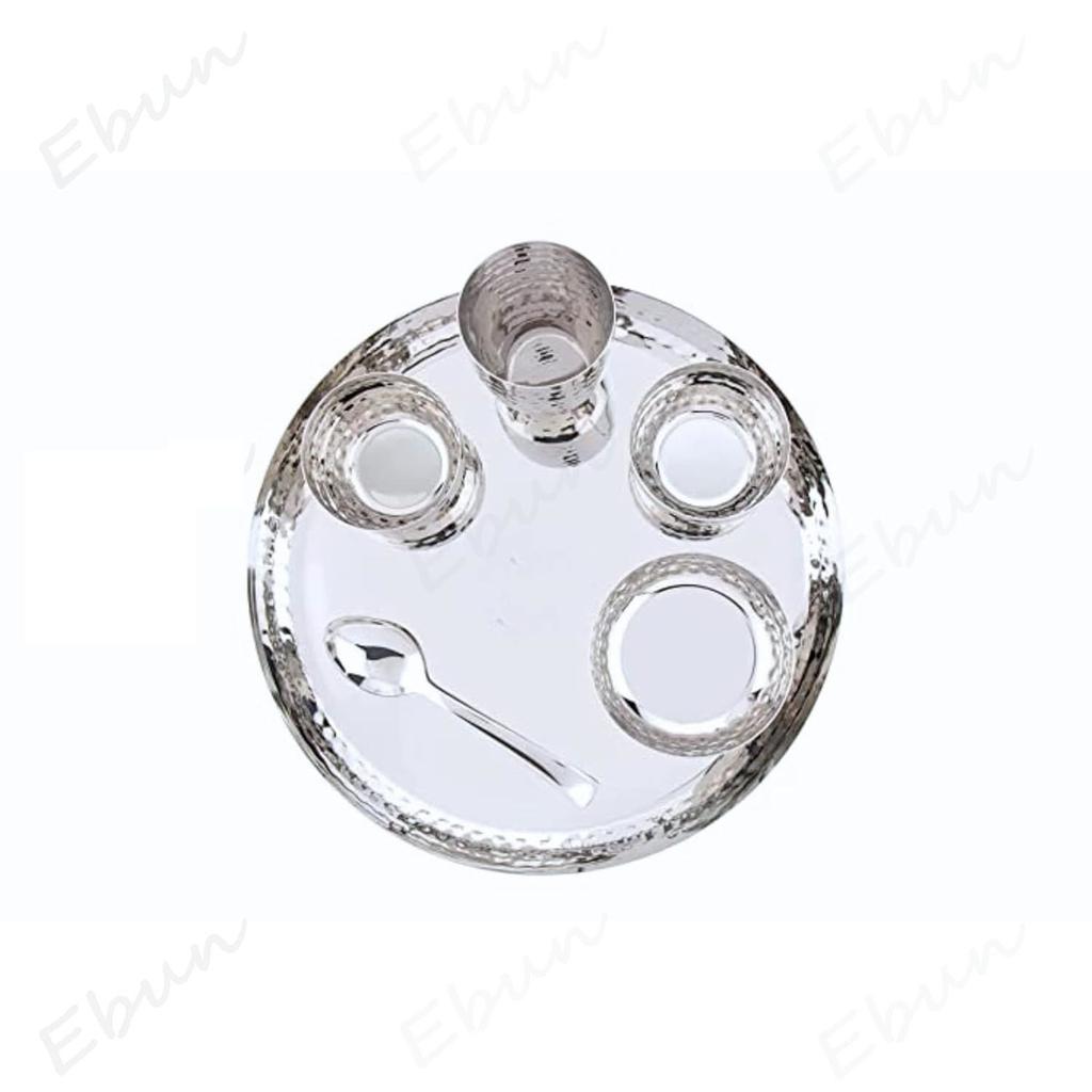 Heavy Gauge Stainless Steel Dinner Set | Hand Hammered Steel Thali Set | Stainless Steel Dinner Set for Kitchen | Thali Set for Dinner