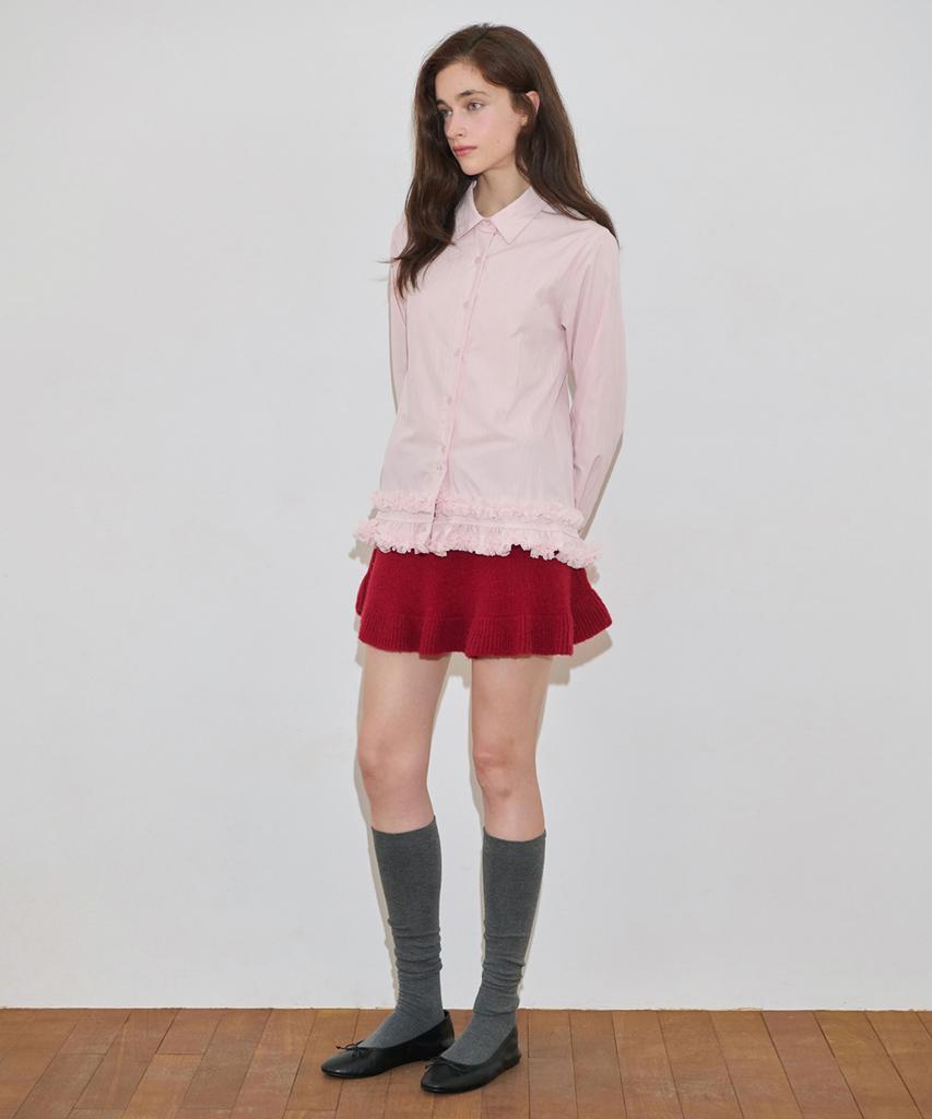 Sinun Flare Knit Skirt & Cape (Red)