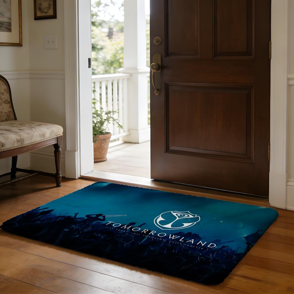 TTomorrowlands Music Logo Floor Mat Soft Flannel Absorbent Mat Non-Slip Rug Home Bedroom Bathroom